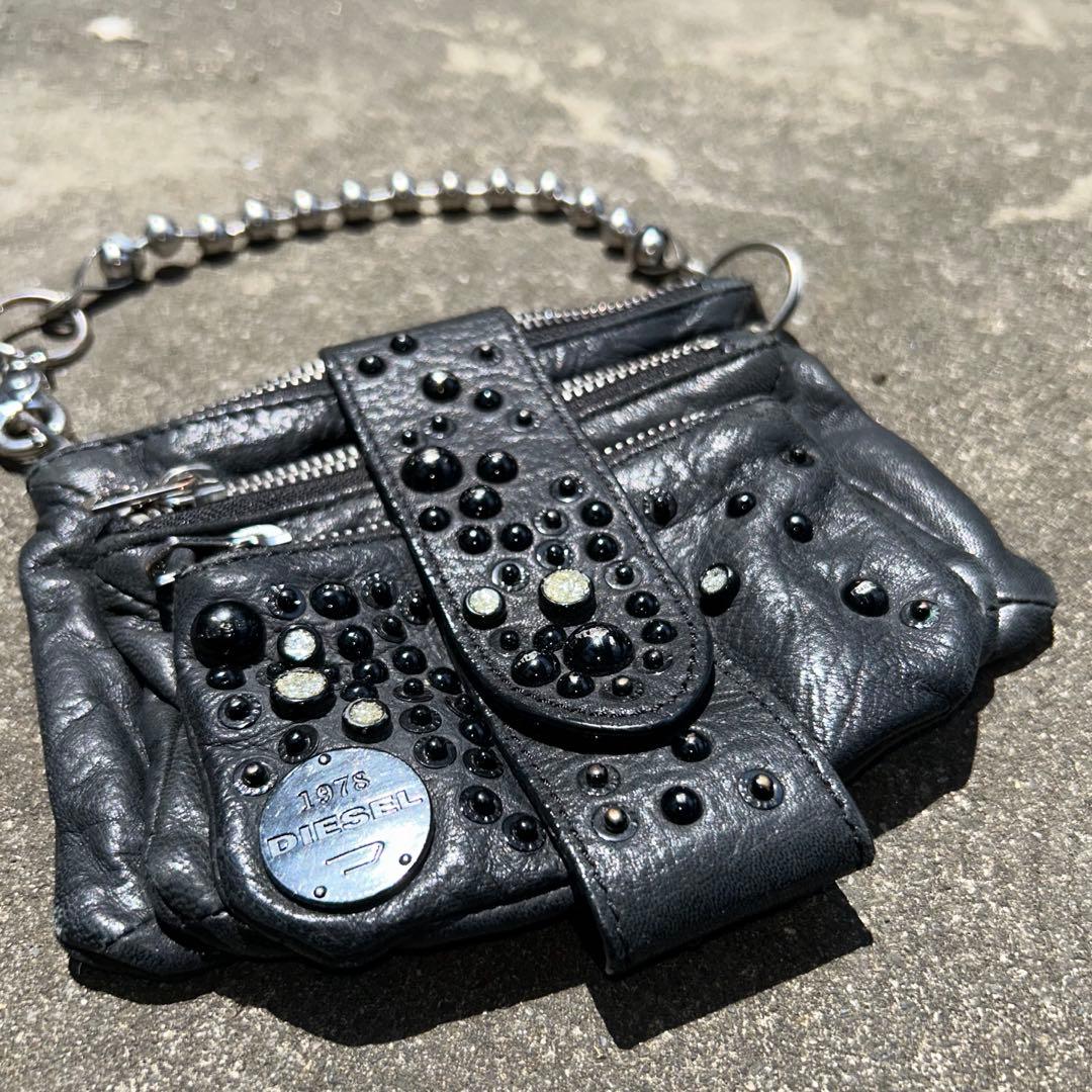 00s archive “DIESEL” studs leather porch