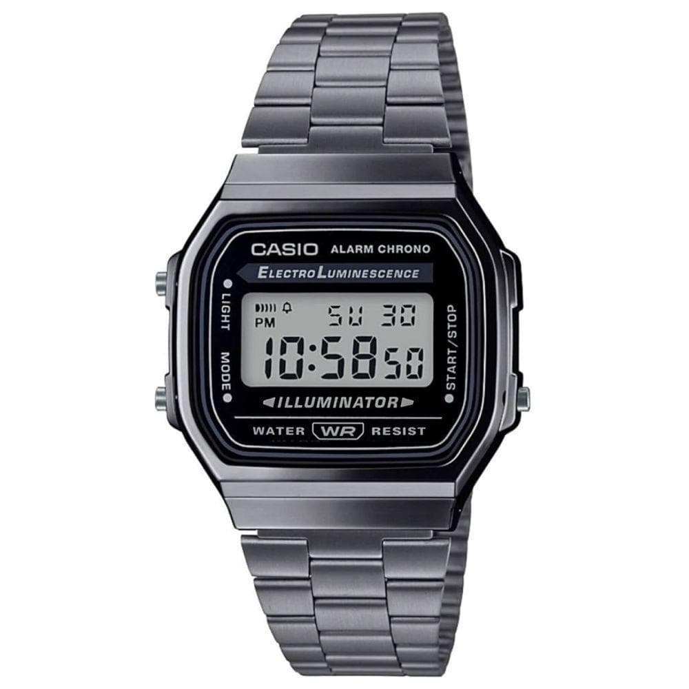 新品未使用】カシオメタルバンド ガンメタ A168WGG-1A 海外モデル