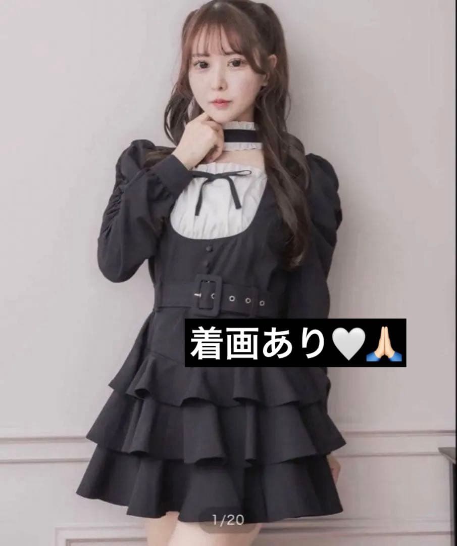 pium ピウム チョーカーフリルティアードワンピース - メルカリ