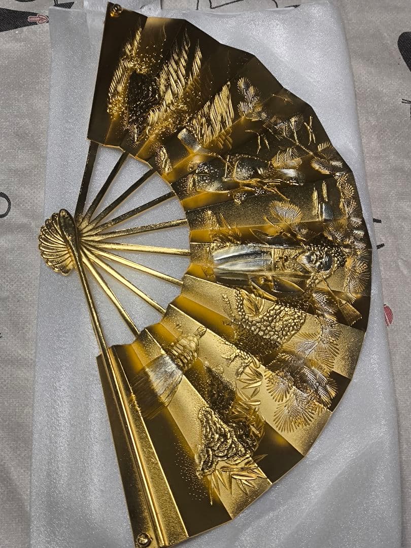 松庵 純金純銀鍍金 金属工芸品 金属扇子 - メルカリ
