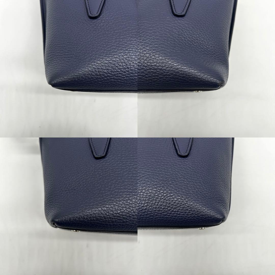 美品】トッズ 2way ジョイミニ ハンドバッグ レザー ネイビー 斜め掛け