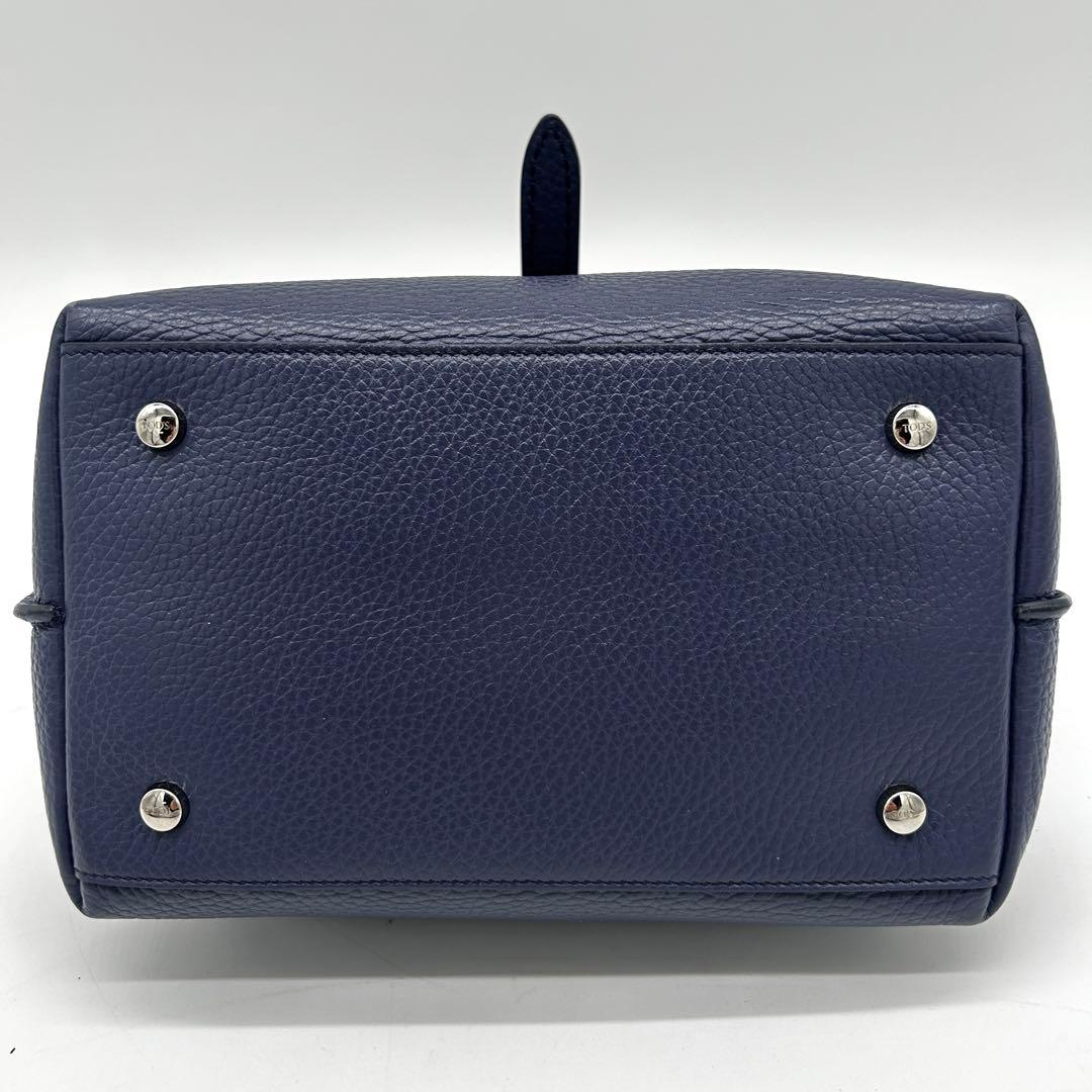 美品】トッズ 2way ジョイミニ ハンドバッグ レザー ネイビー 斜め掛け