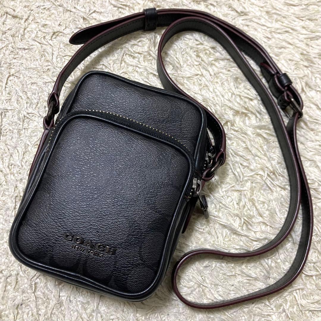 極美品】コーチ ショルダーバッグ レザー PVC グレー シグネチャー