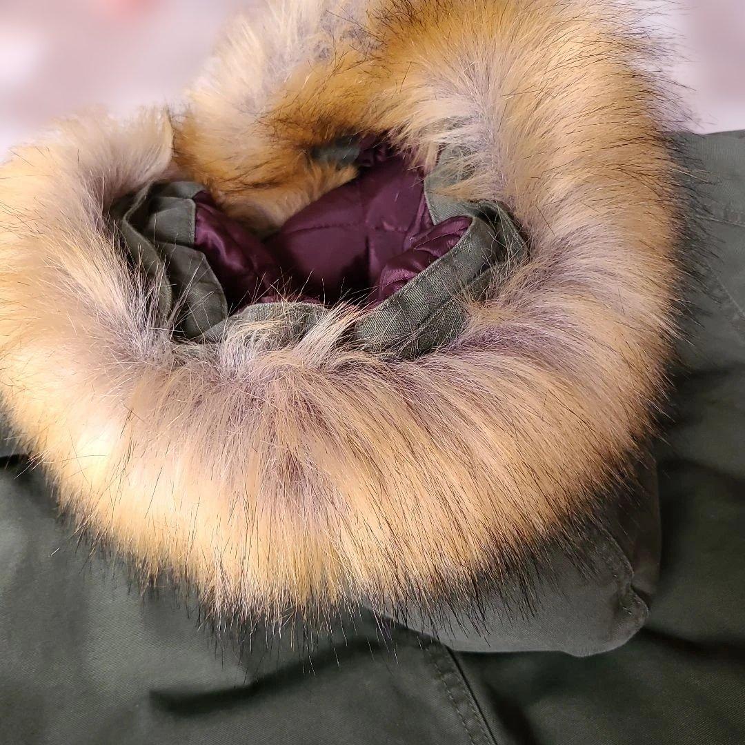 HIBECKカーキ色ファー付きモッズコート - メルカリ