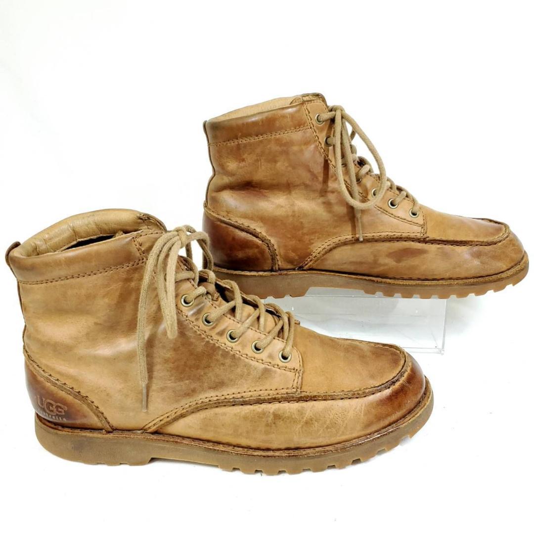 アグ　激レア　オールレザー　レースアップブーツ　27.5cm　ブラウン