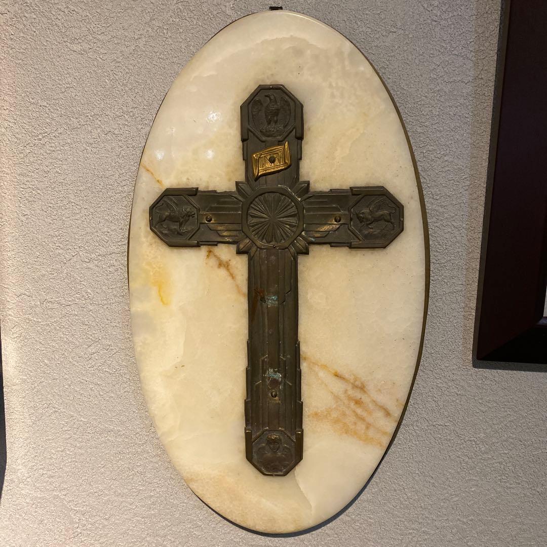 十字架　大理石 クロスモチーフ ペンダントトップ YG イエローゴールド メレダイヤ