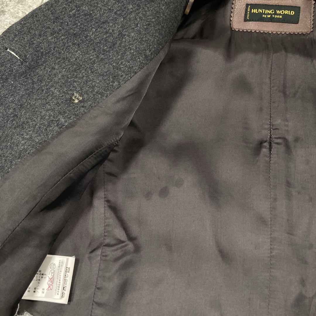 NU様専用 HUNTING WORLD ウールコート ロゴレザー イタリア製