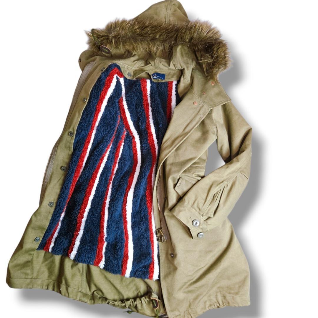 541 フレッドペリー モッズコート ボアライナー M カーキ ファー付き