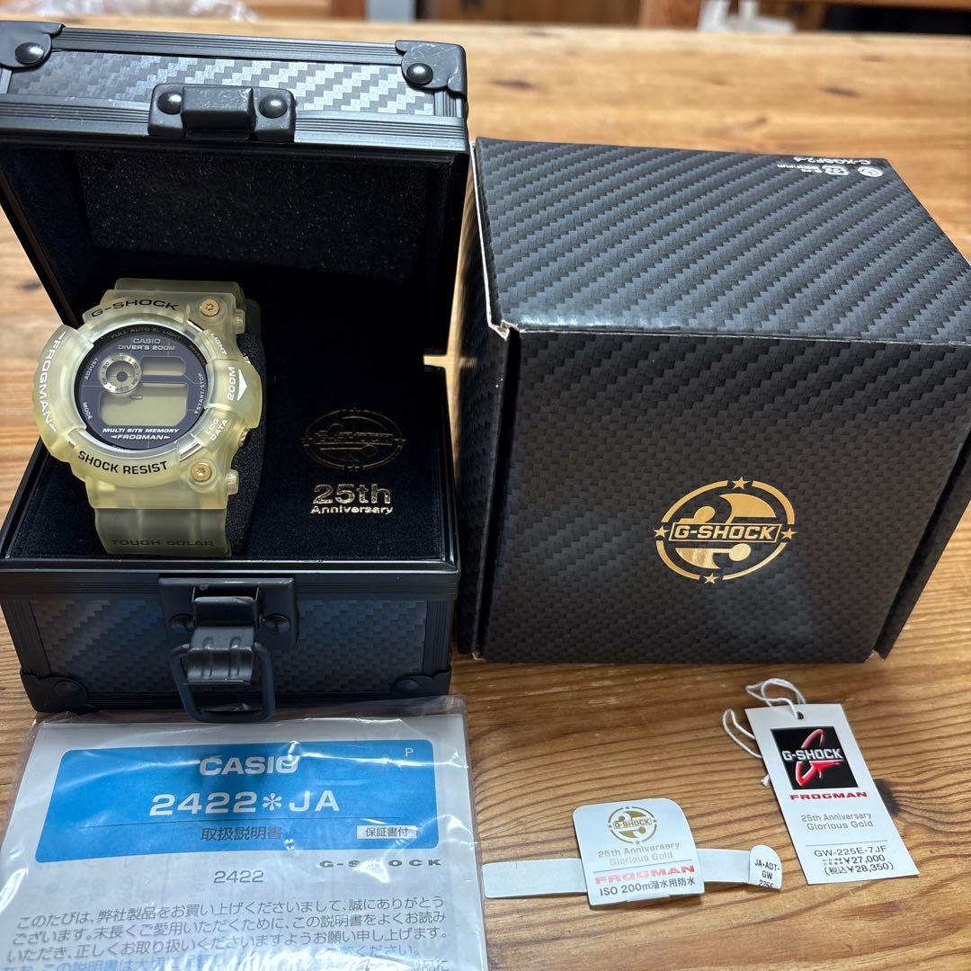 新品未使用箱説タグ付G-SHOCK GW-225E 7JF ゴールド25周年限