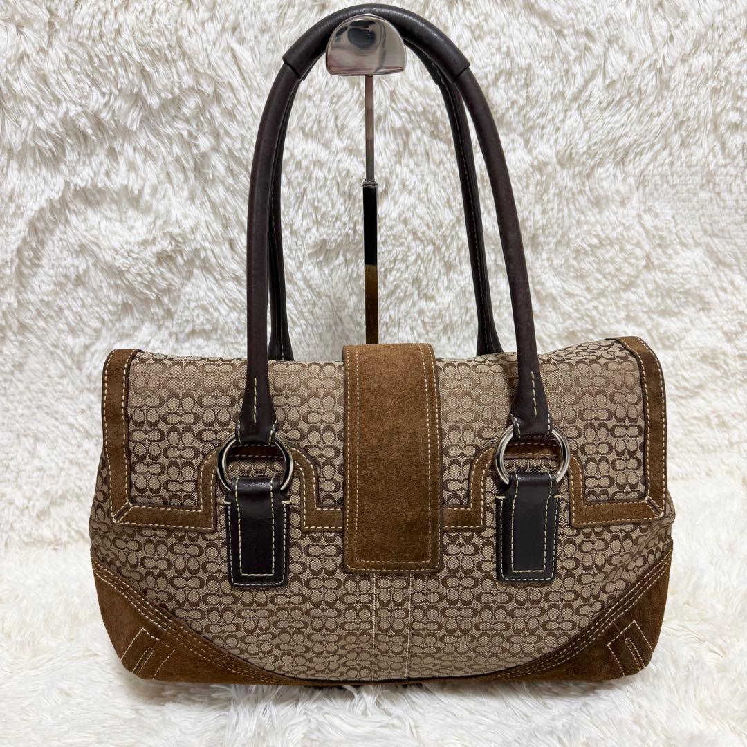 coach ソーホー スエード ハンドバッグ ミング シグネチャー - メルカリ