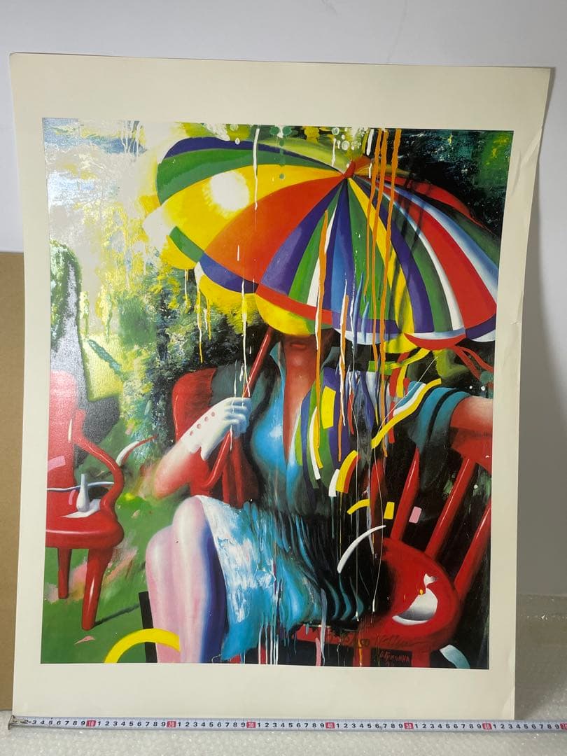 オルガ・グレチナ「雨」サイン 95/250 シルクスクリーン63.5×85cm 限定77/250》オルガ・グレチナ シルクスクリーン絵画ダンサー84*63cm