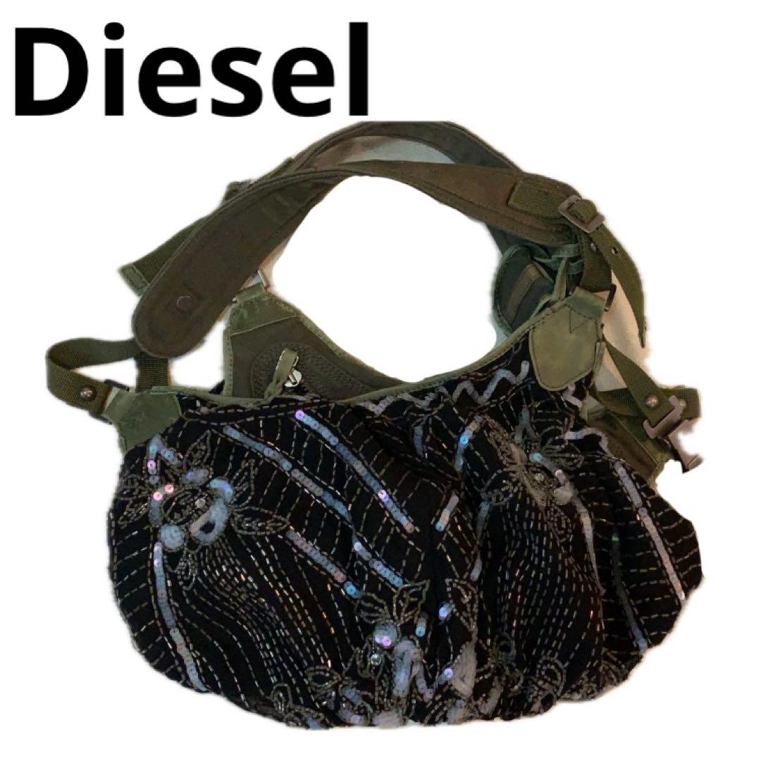 00s y2k diesel ショルダーバッグ スタッズ ビーズ ラメ グランジ