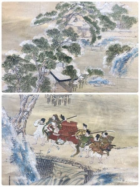 安田靫彦 箱書／土佐光起「武者絵」掛軸（大和絵） 紙本 三幅 - メルカリ