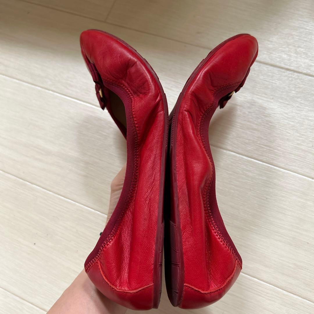 【フェラガモ】フラットシューズ　赤　25.5cm