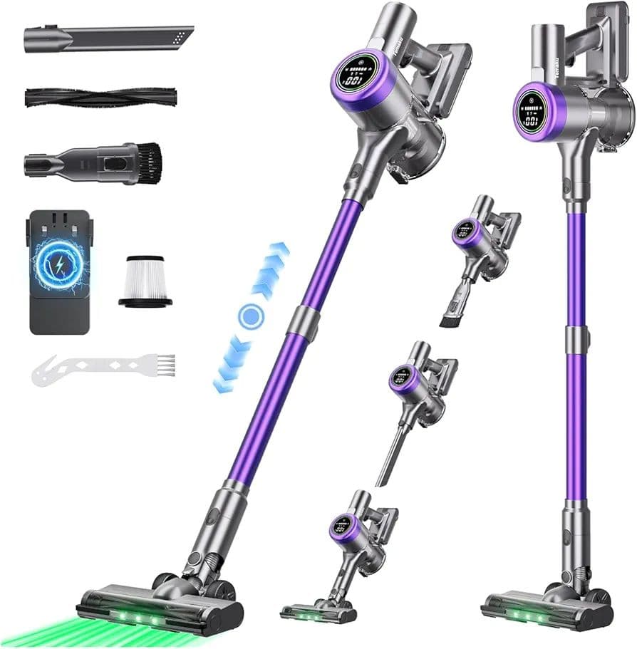 新品】コードレス掃除機 80KPa超強力吸引／最大65分連続稼働／自立式