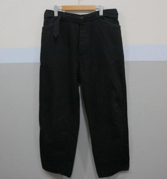 COMOLI ベルテッド パンツ ブラック サイズ4 XL 相当 ｜ コモリ COMOLI (コモリ) デニム ベルテッドパンツ