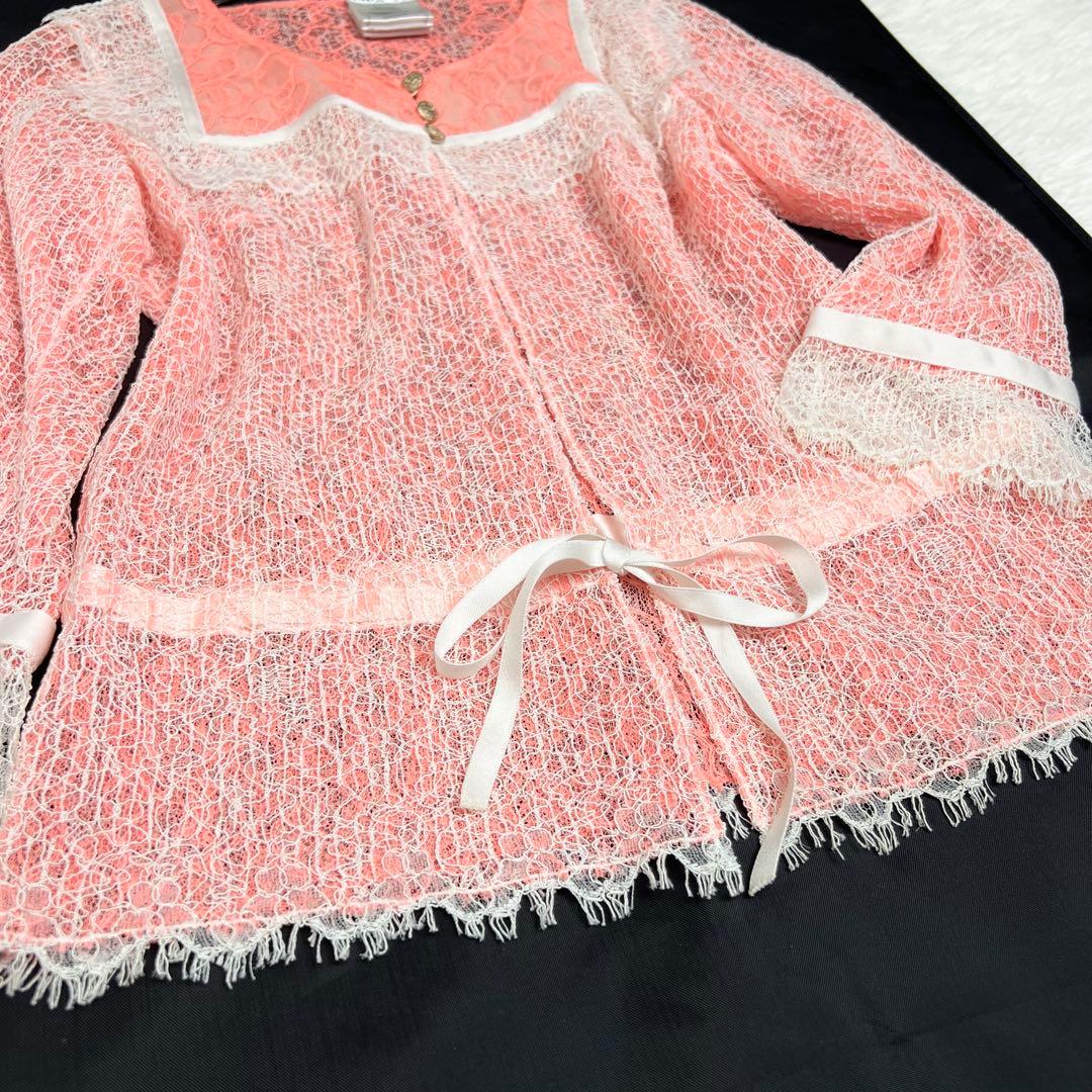 ココボタン✨ CHANEL シャネル 総レースシアーシャツブラウス リボン