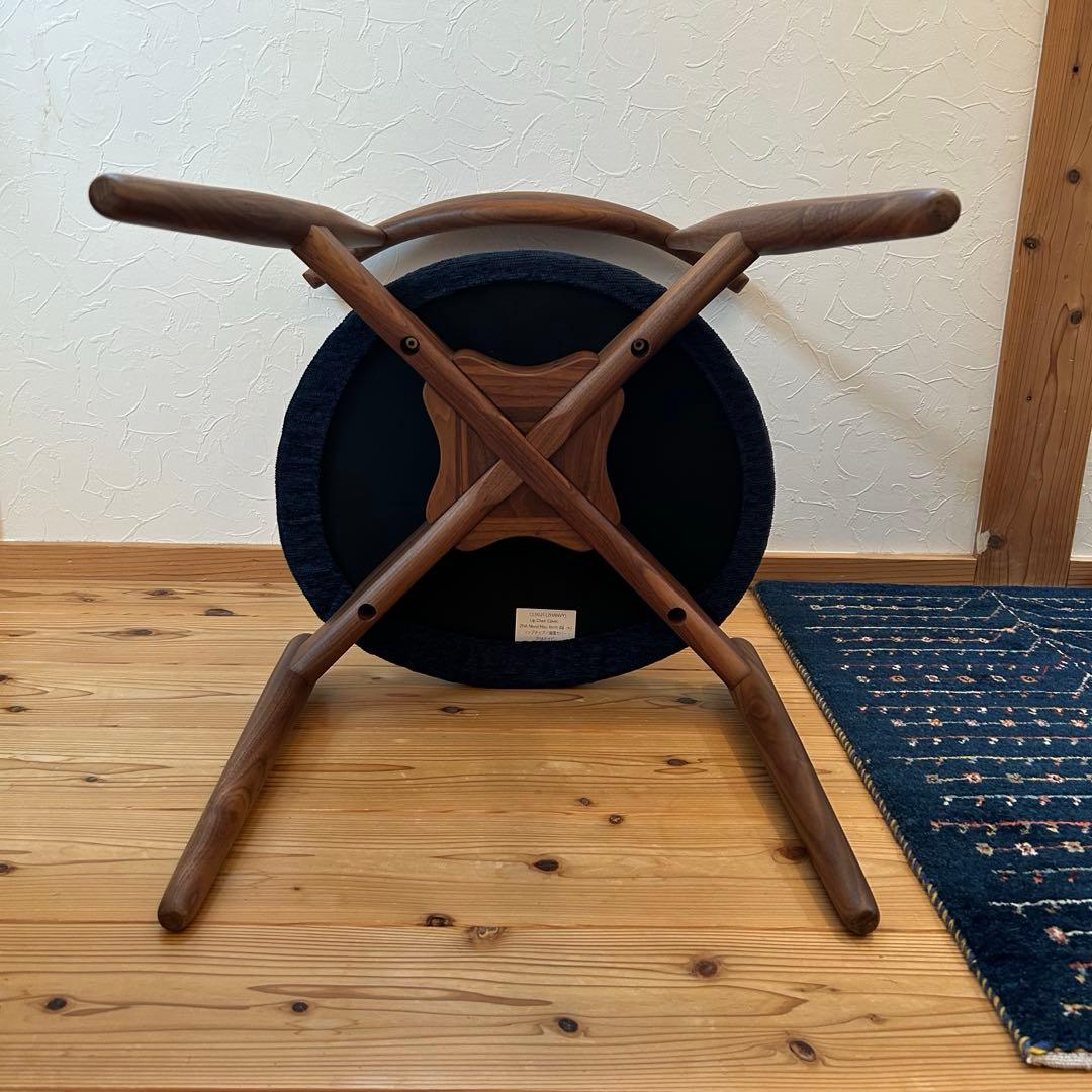 《美品》　アモック　リップチェア　ウォルナット×ネイビー