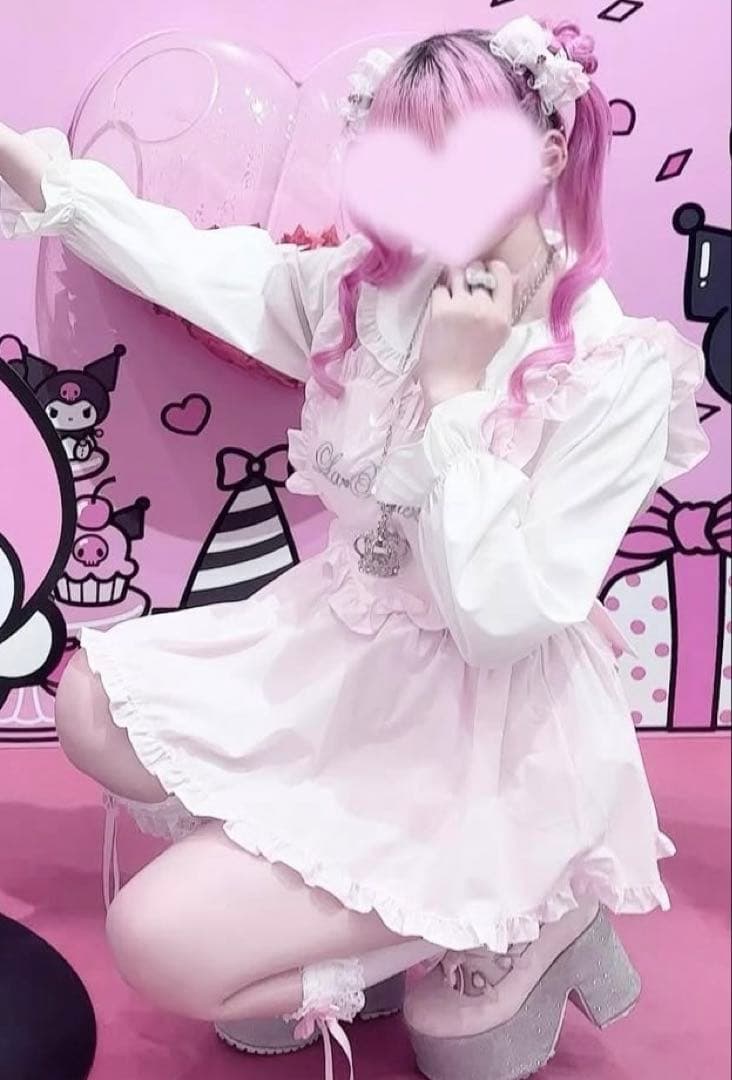 Ank Rouge ハートエプロンセットアップ ピンク メイド 量産型 地雷系