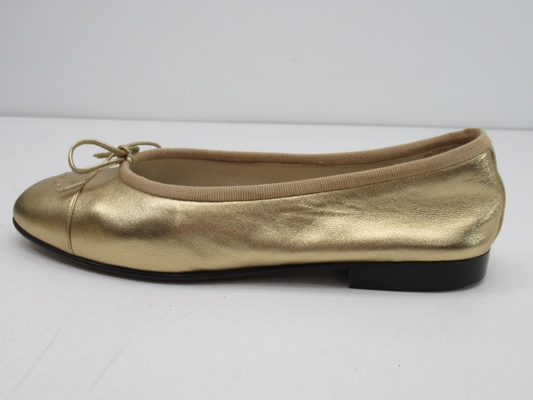 正規品】シャネル ココマーク バレエシューズ ゴールド 38 N87