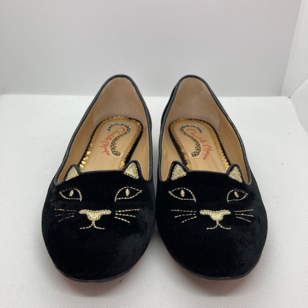 美品】シャーロットオリンピアキティ限定刺繍フラットシューズ