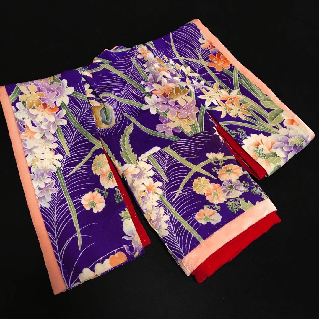 市松人形 8号 薔薇 錦紗縮緬 アンティーク 袷 着物 ＊ ドール 人形