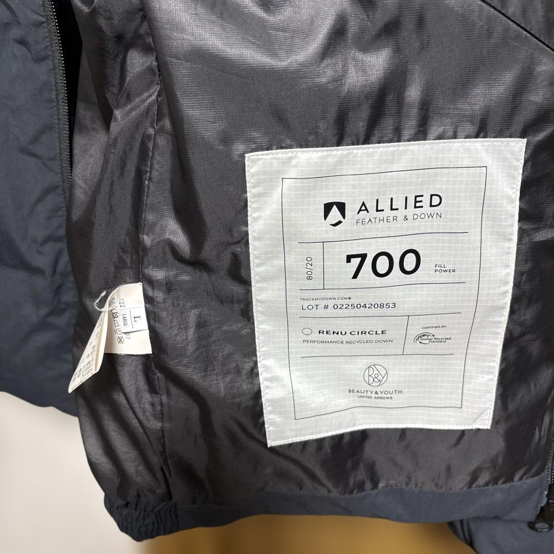 小松マテーレ ナイロン スタンド アライドダウンジャケット ブラック L