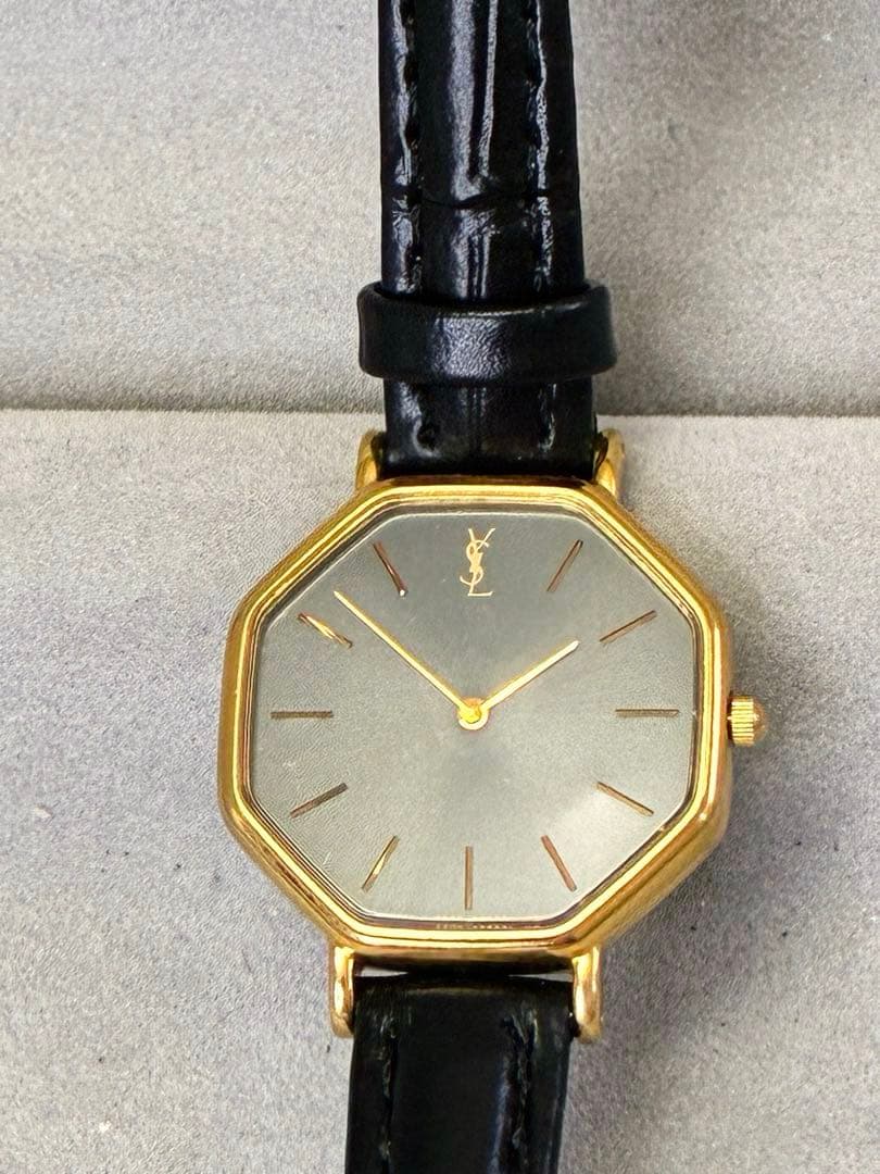 YSL イヴサンローラン レディース腕時計 ゴールド オクタゴン 稼働