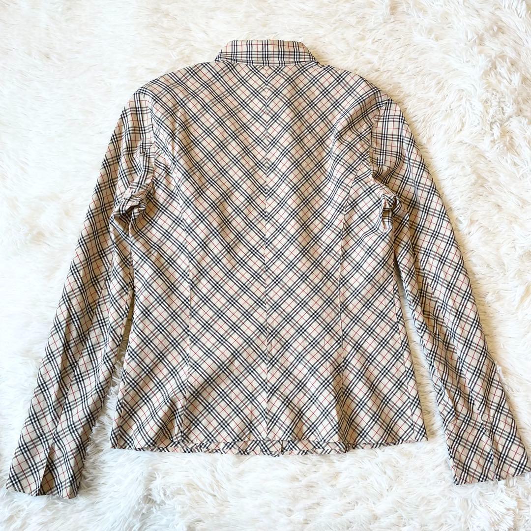 バーバリーブルーレーベル ノバチェック シャツ Yシャツ 刺繍ロゴ