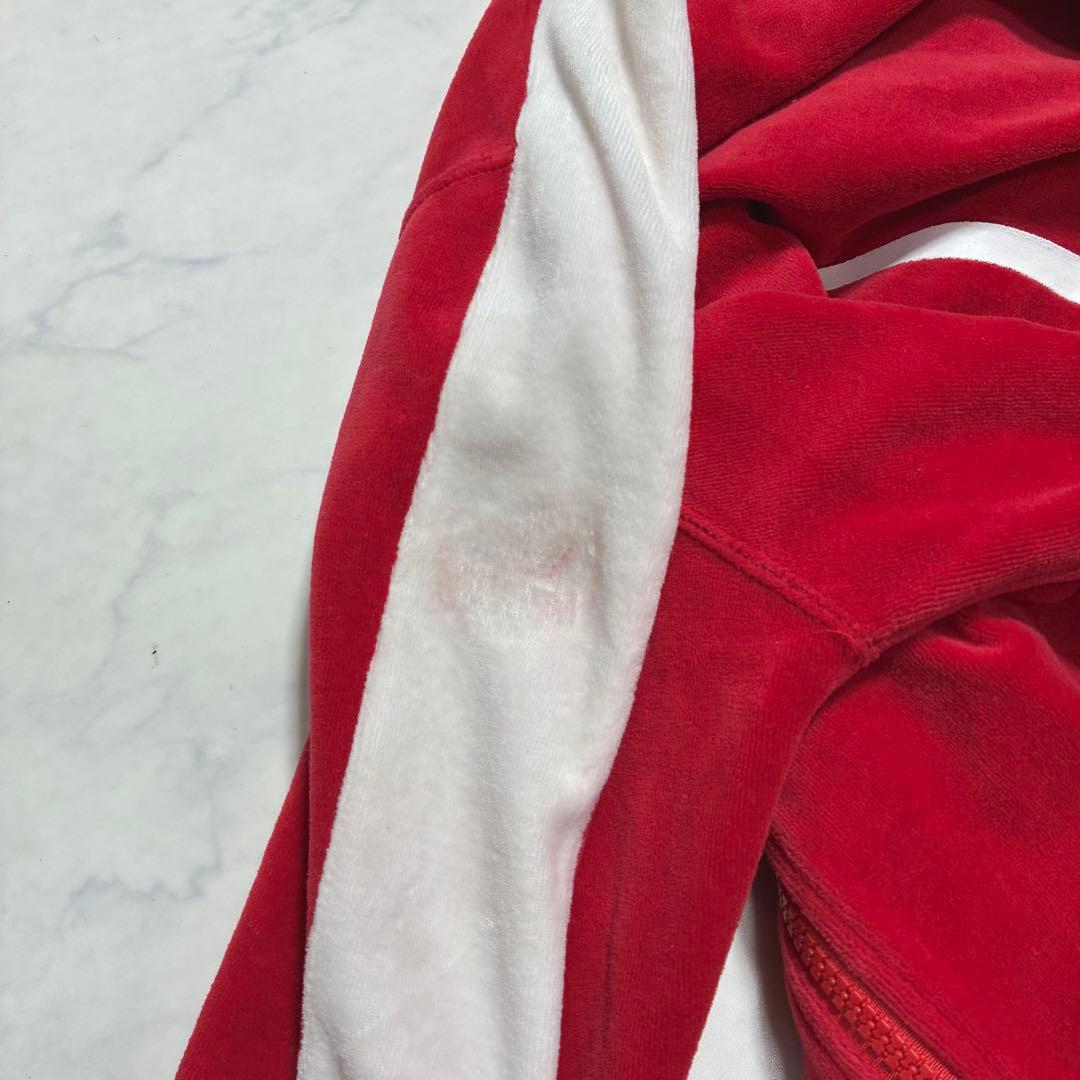 希少Lサイズ✨24カラッツ ベロア セットアップ デカロゴ ライン 赤