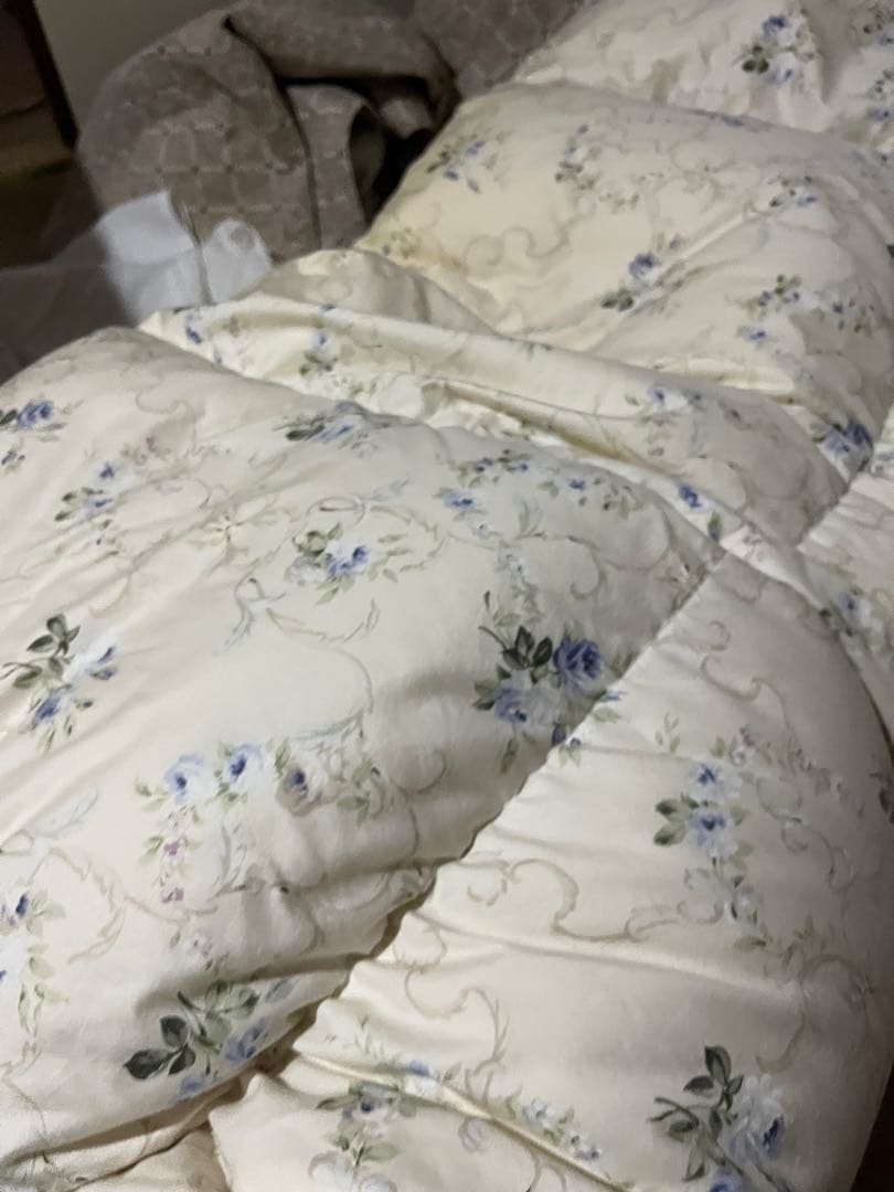 シミあり大阪西川 羽毛花柄 掛け布団 シングル ダウン92% S1