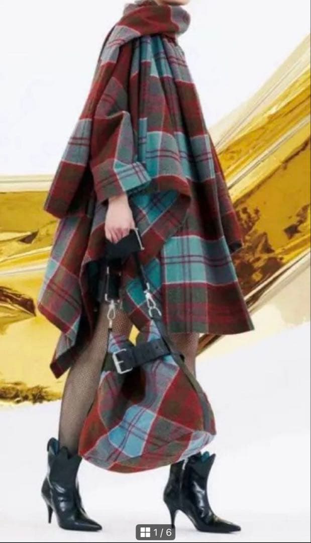 極美品✨ヴィヴィアンウエストウッド 変形ポンチョコート チェック マフラー付き Vivienne Westwood（ヴィヴィアンウエストウッド）の「ﾀｰﾀﾝﾁｪｯｸﾂｨｰﾄﾞ