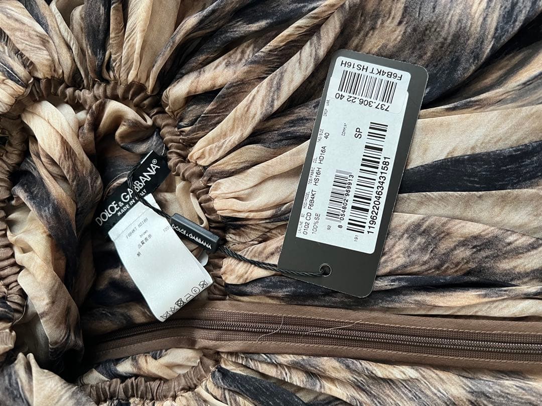 Dolce&Gabbanaシフォンシルクミニドレスパフスリーブアニマル柄パーティ