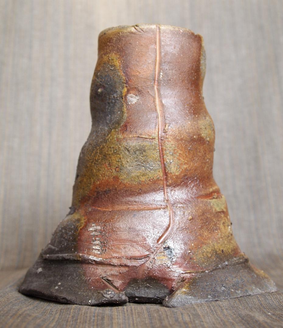 入手困難☆ジェフ・シャピロ【師：伊勢崎淳】焼き締め【窯変】花入☆共