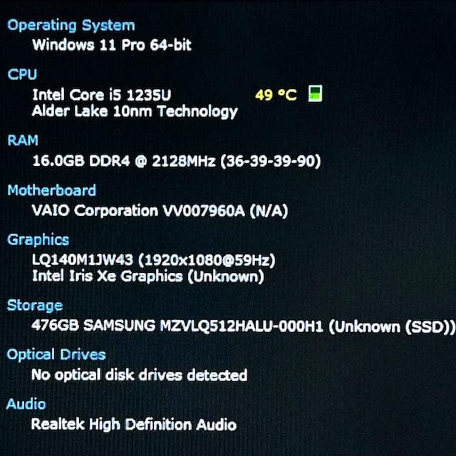 《2022モデル》第12世代Corei5！大容量SSD！RAM16GB！VAIO