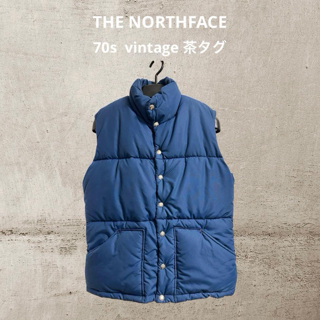 70s 茶タグ ノースフェイス ダウンベスト S vintage - メルカリ