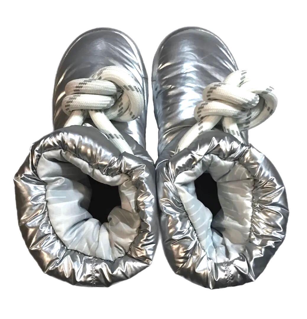 アグUGGクラシックマキシショートパファーブーツシルバー防水保温性