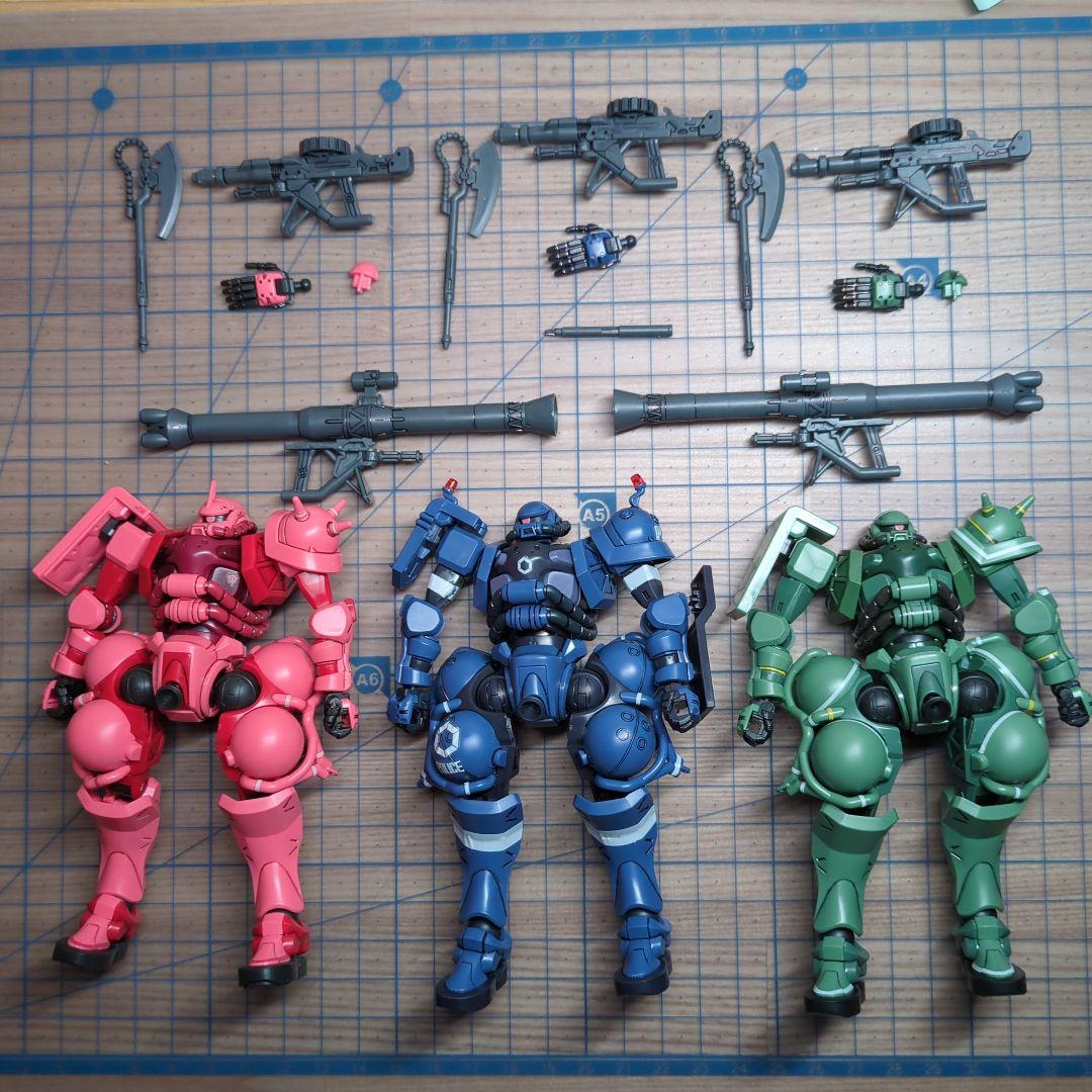 HG ザク3体セット GQuuuuuuX版 組立済 ガンプラ まとめ売り - メルカリ