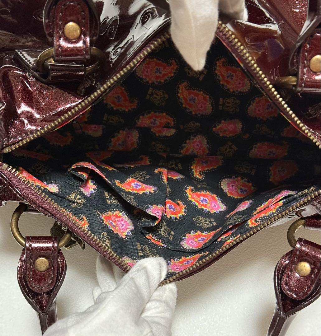 ANNA SUI 2wayボストンバッグ ショルダーバッグ エナメル ロゴ - メルカリ