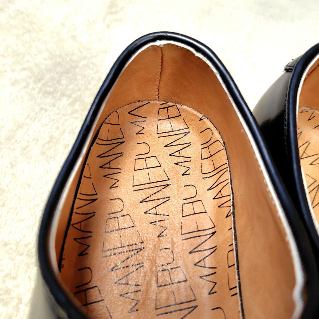 未使用級 マネブ ドレスシューズ プレーントゥ レザー ブラック 40