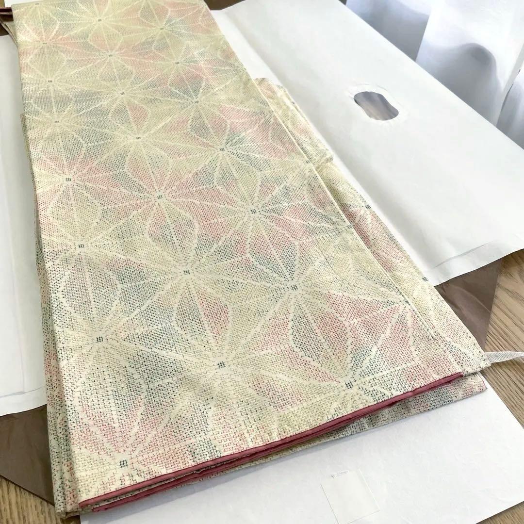 未使用 大島紬 袷仕立て パステルカラー 名古屋帯（長尺）付き