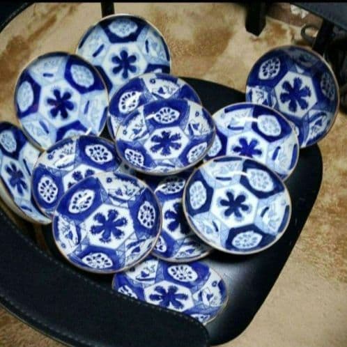 時代もの染め付け小皿１２枚です 古染付唐子文皿（5客 / 明時代） - 天平堂（TENPYODO）