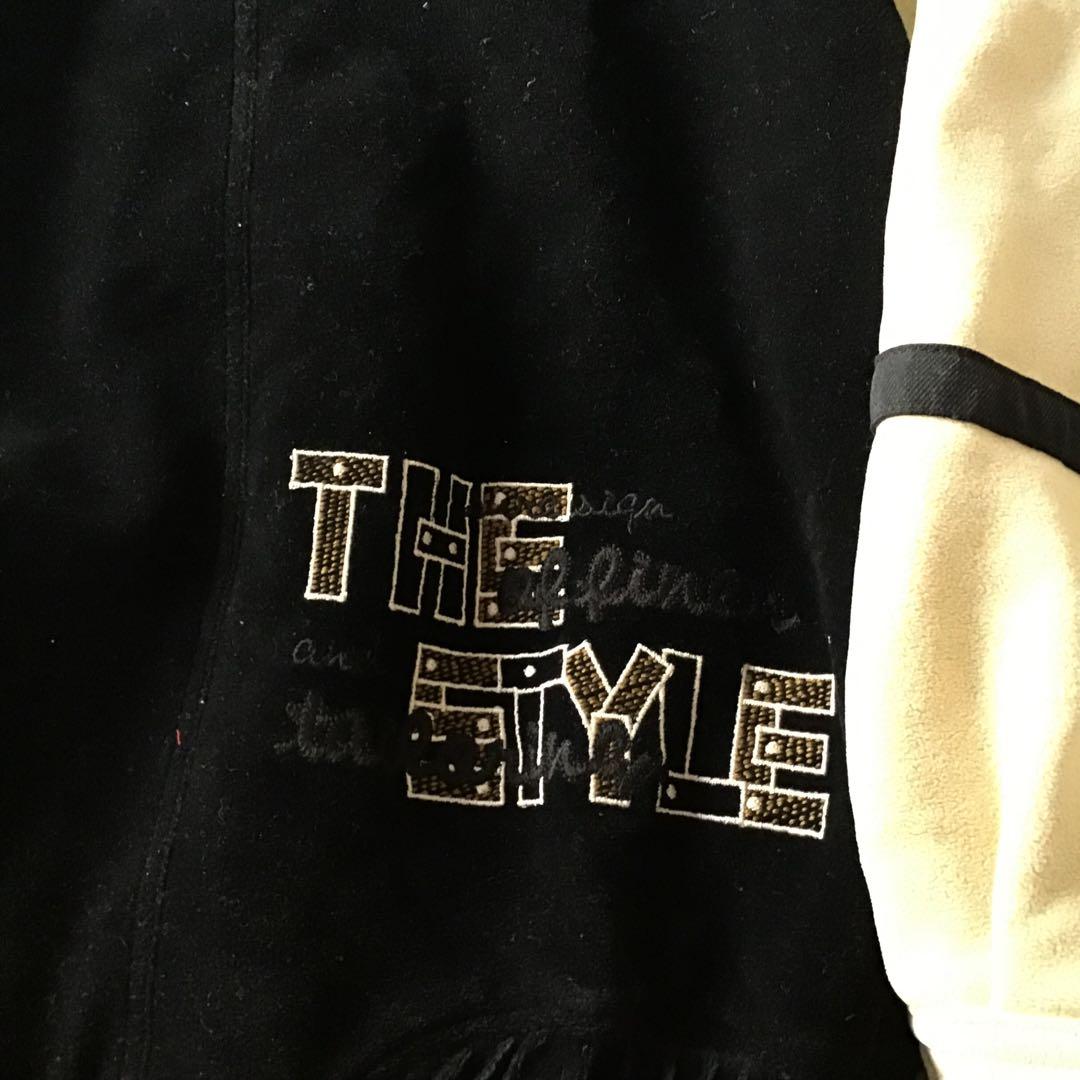 santafe サンタフェ スタジャン ブラック 黒 中わた 胸ロゴ 刺繍