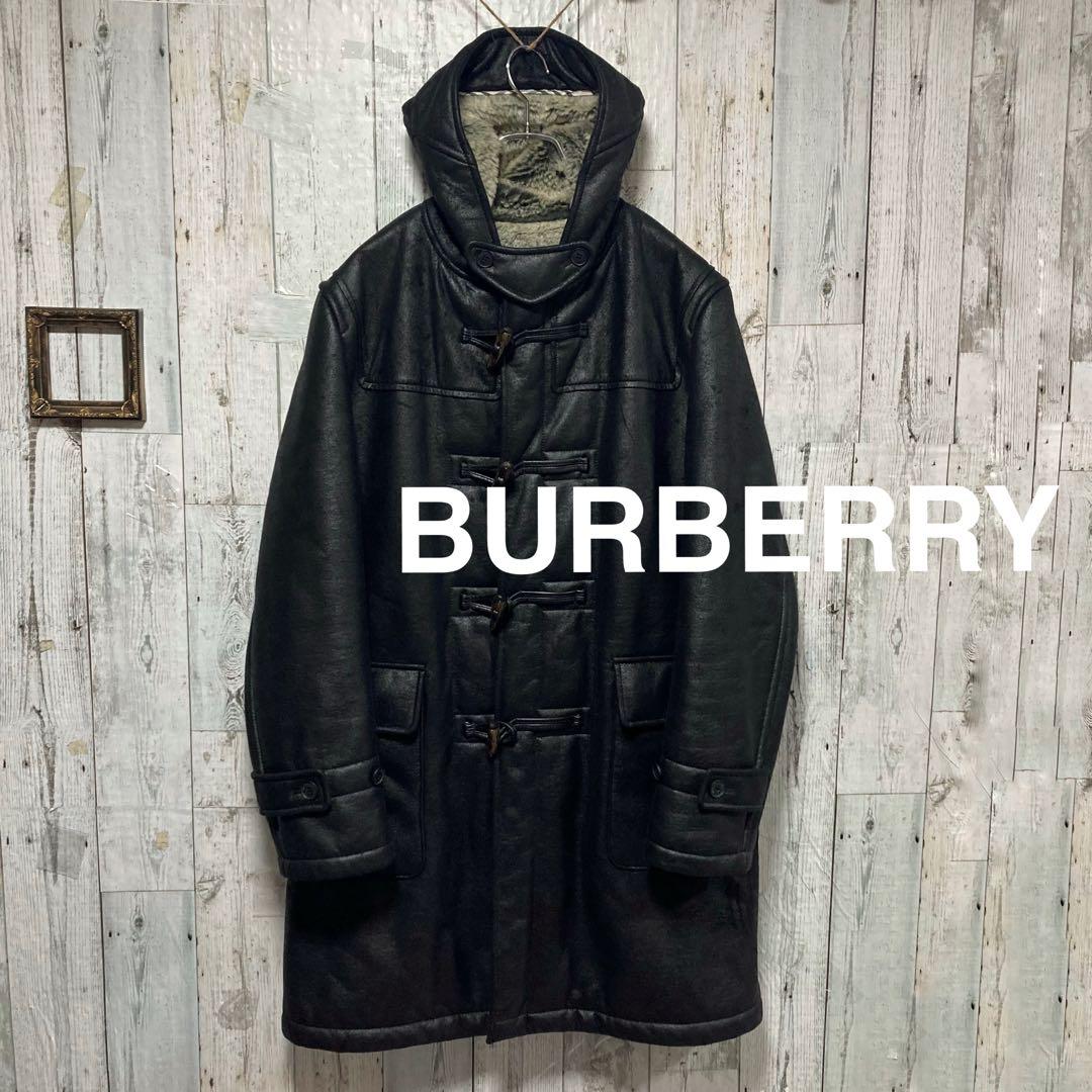 バーバリーブラックレーベル ムートン ダッフルコート L レザー