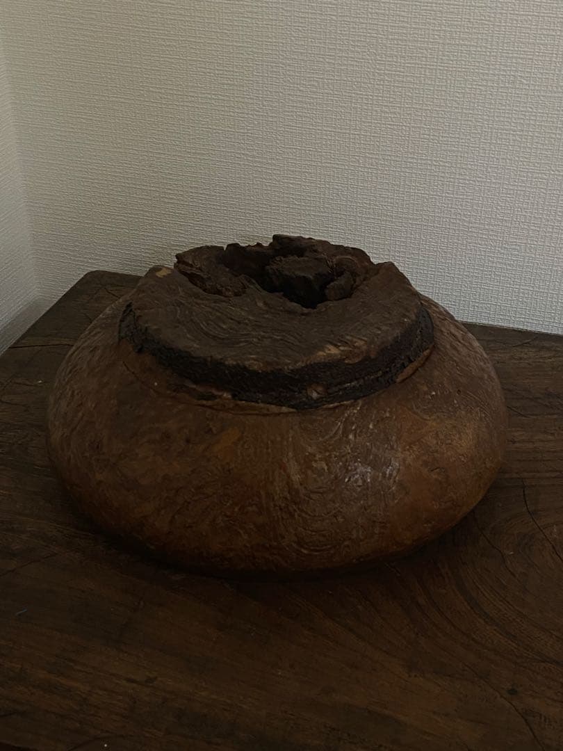 1930年代 古道具坂田 購入 アフリカ チーク削り出しハンドメイドボウル