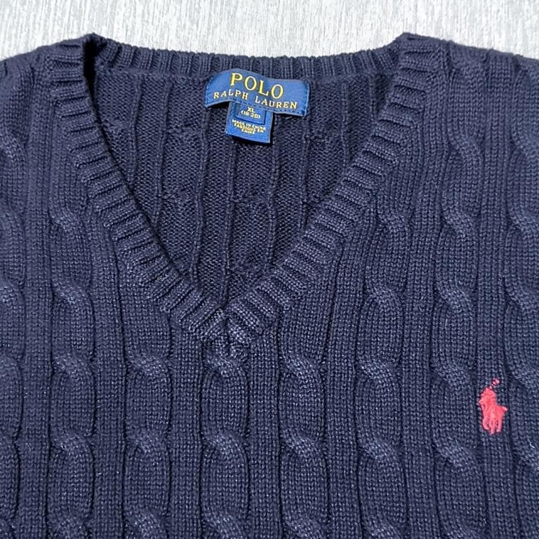 ポロラルフローレン Vネック コットンベスト ボーイズXL（メンズ M