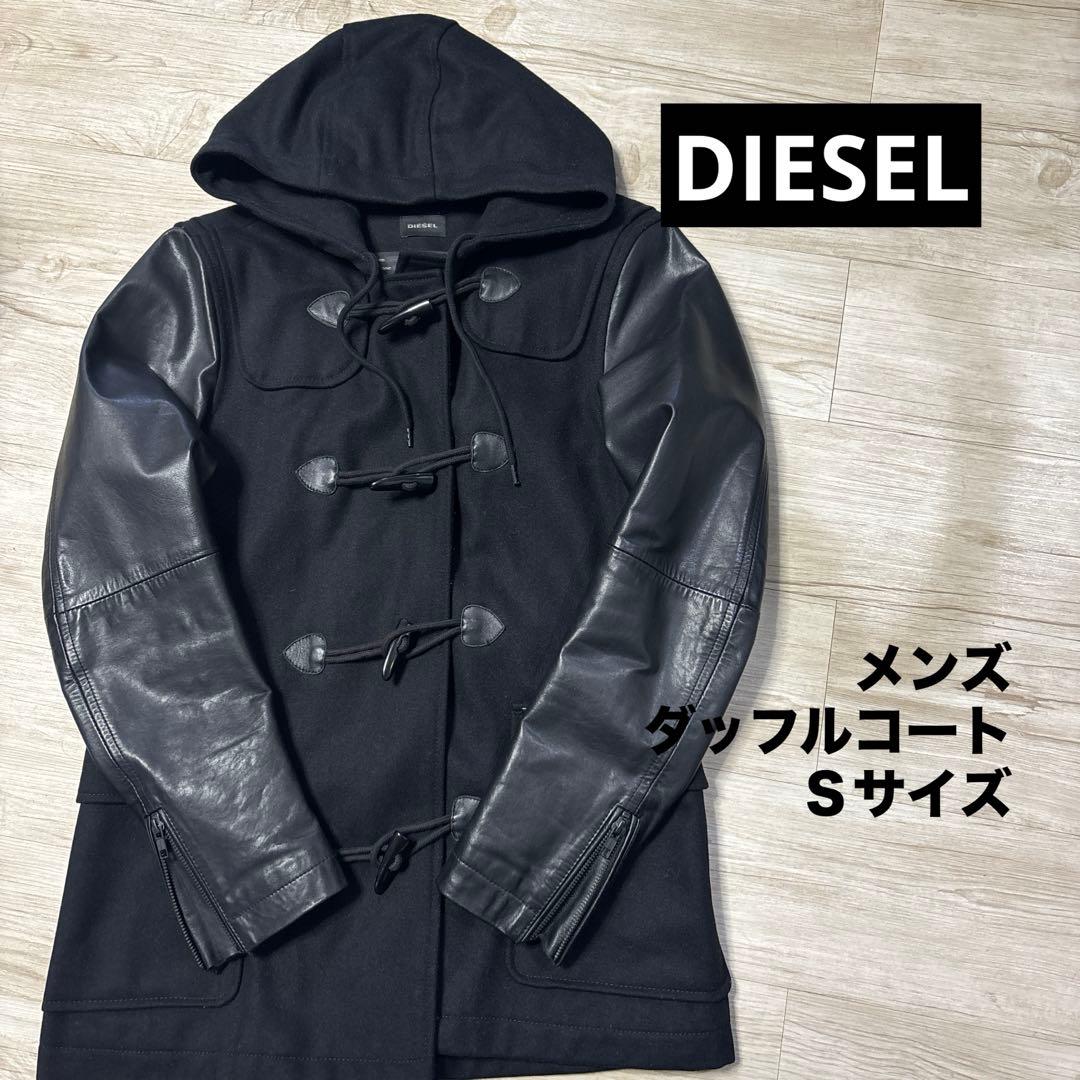 底値　DIESEL フード付き牛革ダッフルコート 黒 NUJOH ダッフルコート コート Monotone Double Fabric Hood Duffle