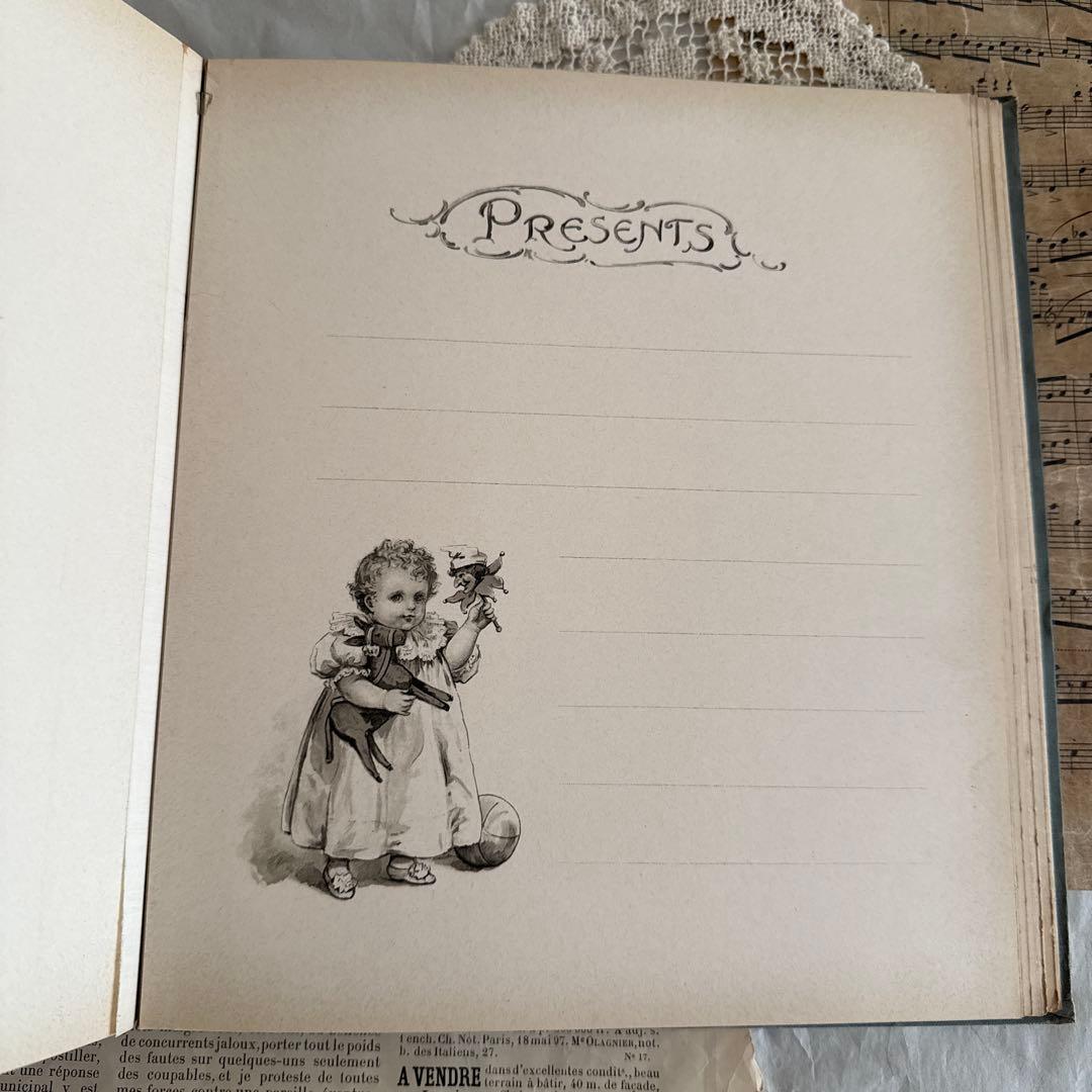 追加写真☆アンティーク雑記帳ベビーアルバム洋書ヴィクトリアン