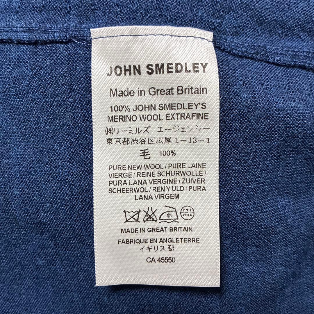 極美品 JOHN SMEDLEY タートルネックセーター ネイビーブルー ウール