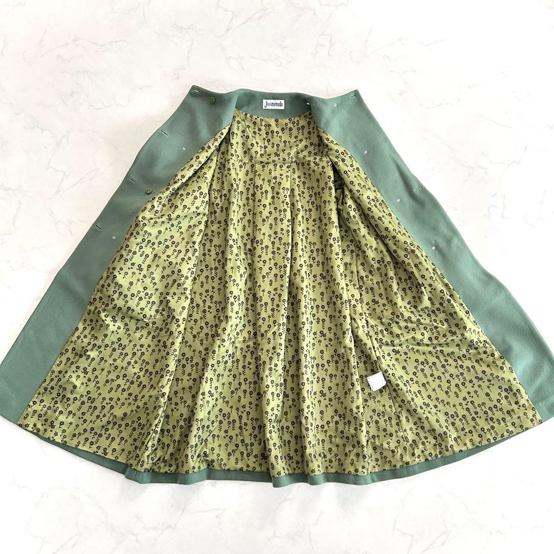 美品 ホコモモラ ウールノーカラーコート 緑 グリーン 大きいサイズ 42